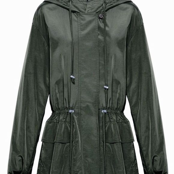 NWT RARE Theory Hunter Green Lightweight Drawstring Waist Full Zip Jacket Size S - Picture 4 of 15